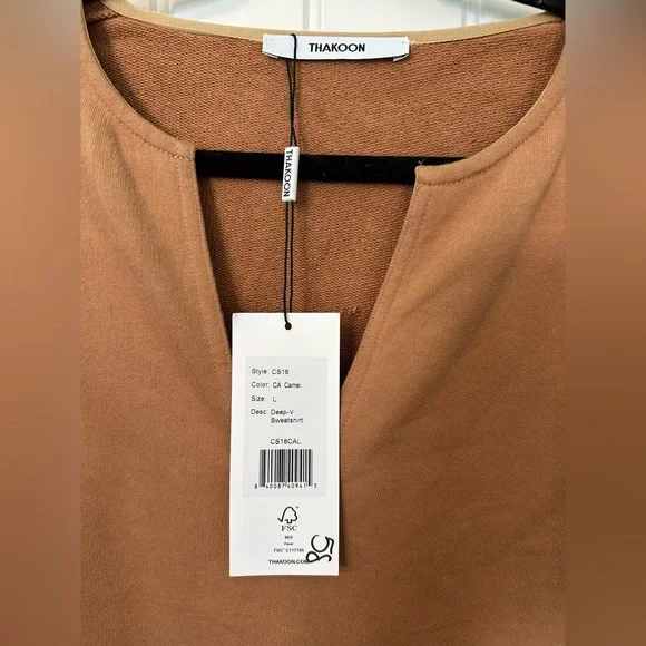 Thakoon NWT Deep-V Swestshirt LARGE - Camel - Picture 2 of 4